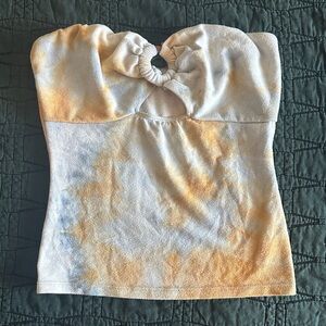 Wild Fable Yellow and White Tie-Dye Tank Top